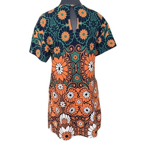 Maeve By Anthropologie Floral Print Tunic Dress SP Multicolor Orange/Green Short - Picture 4 of 7